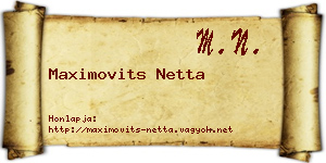 Maximovits Netta névjegykártya